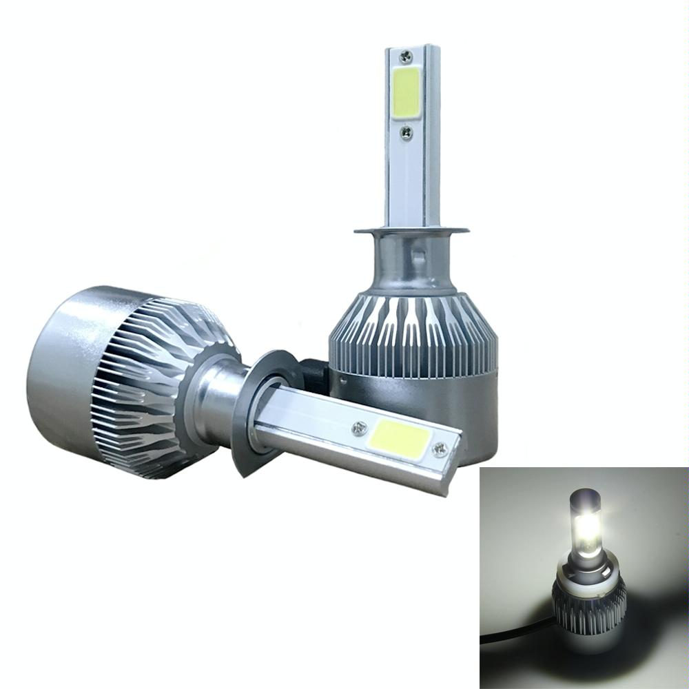 2pcs H1 18W 1800LM 6000K Waterproof IP68 Car Auto LED Headlight with 2 COB LED Lamps, DC 9-36V(White Light)