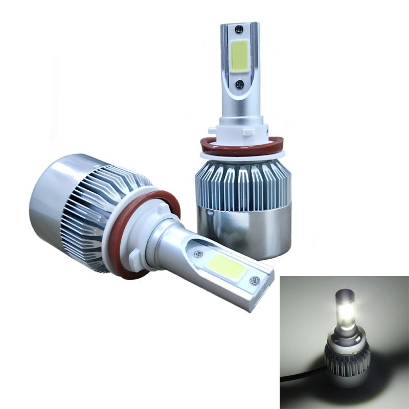 2pcs H8/H11 18W 1800LM 6000K Waterproof IP68 Car Auto LED Headlight with 2 COB LED Lamps, DC 9-36V(White Light)