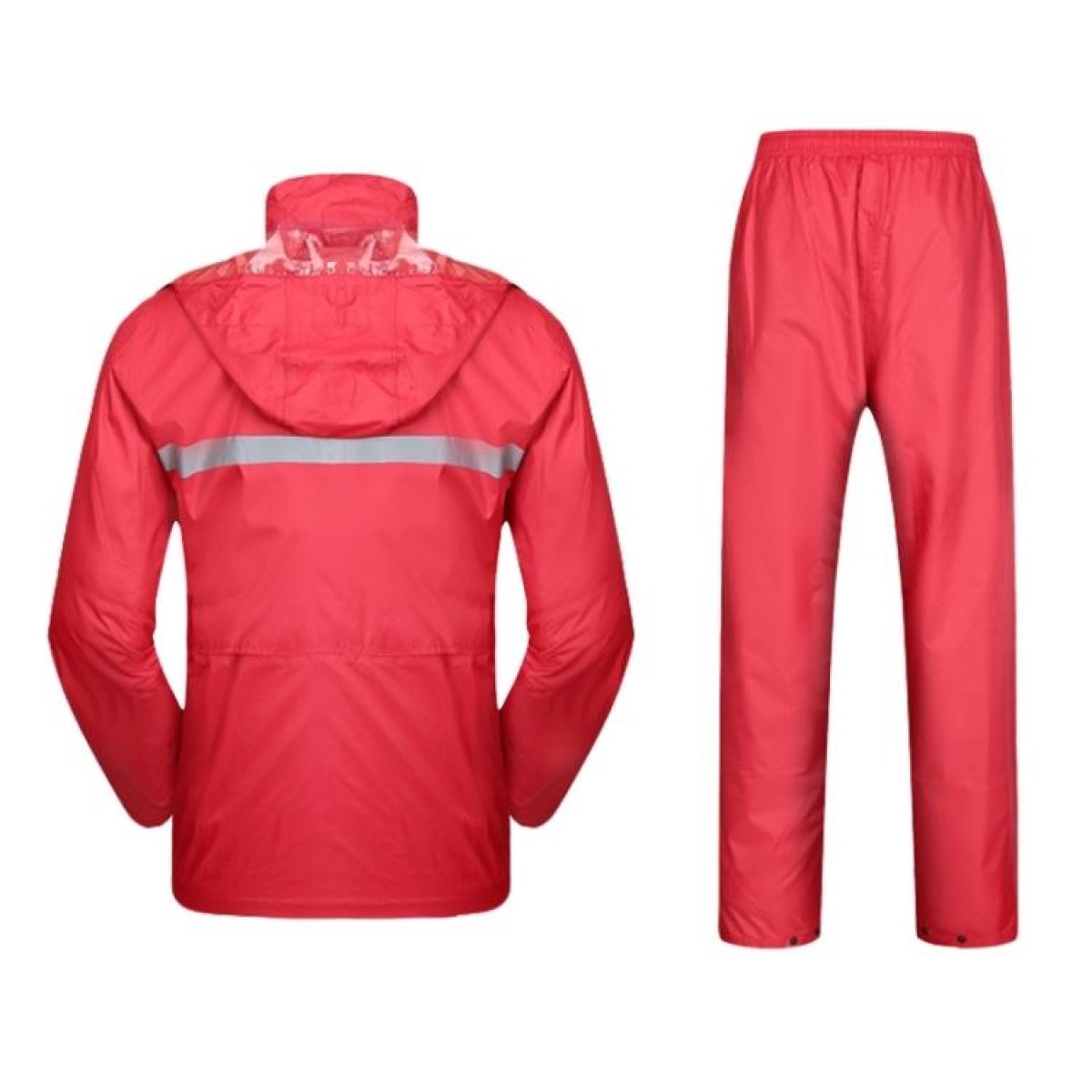 Durable Reflective Motorcycle Split Raincoat Pants Riding Bicycle Electric Bike Windproof Waterproof Rain Wear for Adult, Size: L(Red)