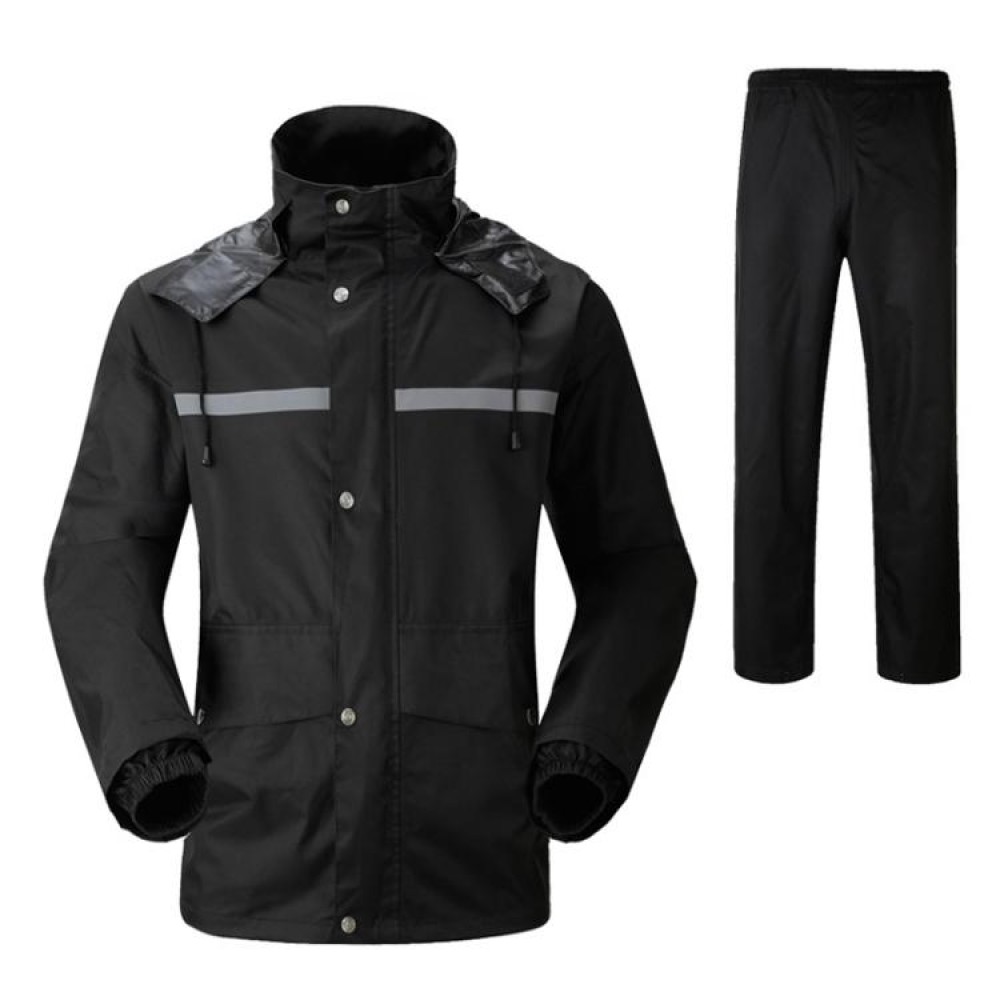 Durable Reflective Motorcycle Split Raincoat Pants Riding Bicycle Electric Bike Windproof Waterproof Rain Wear for Adult, Size: XL(Black)