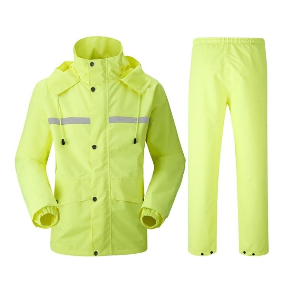 Durable Reflective Motorcycle Split Raincoat Pants Riding Bicycle Electric Bike Windproof Waterproof Rain Wear for Adult, Size: 3XL(Fluorescent Yellow)