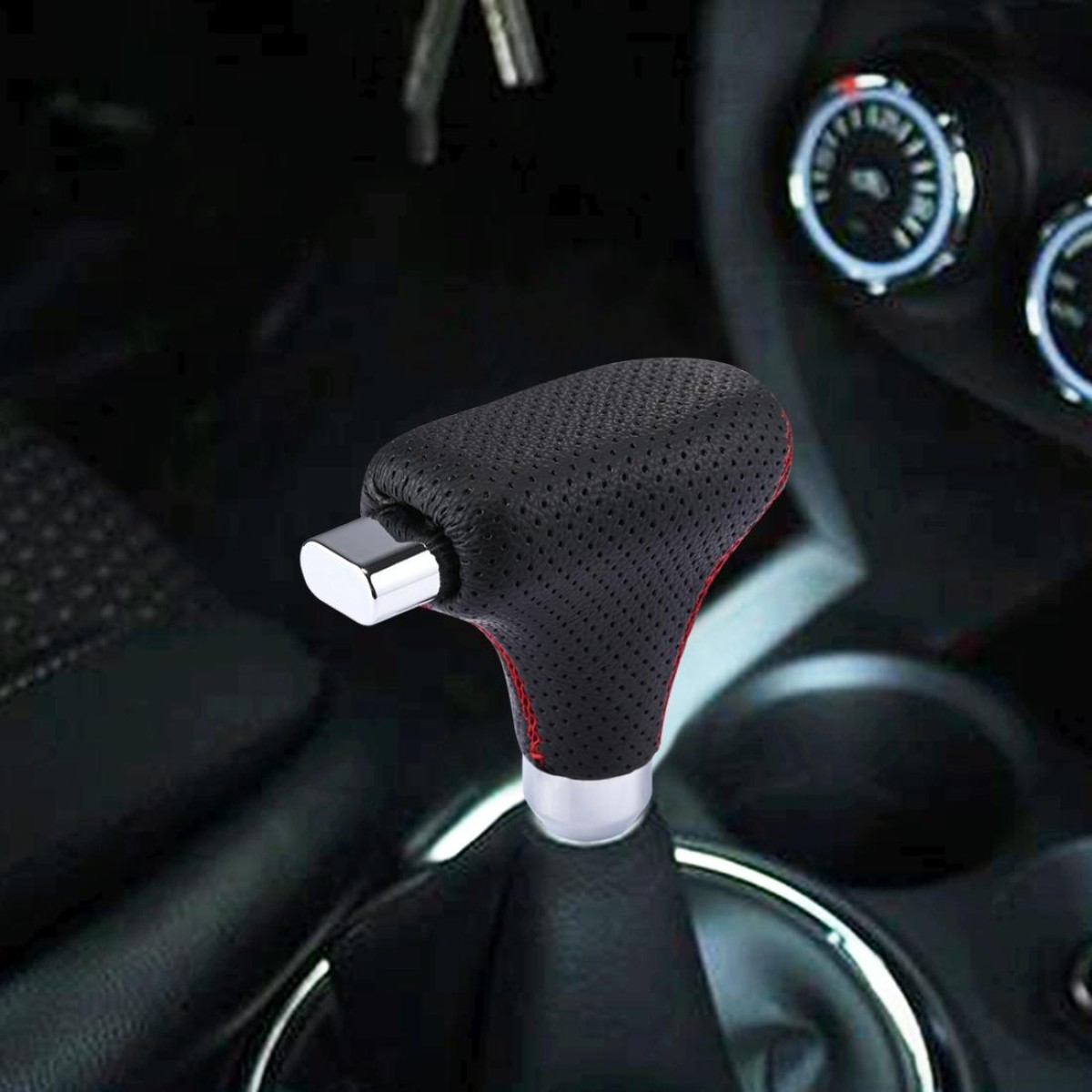 Universal Vehicle Car Black Leather Shifter Cover Manual Automatic Gear Shift Knob