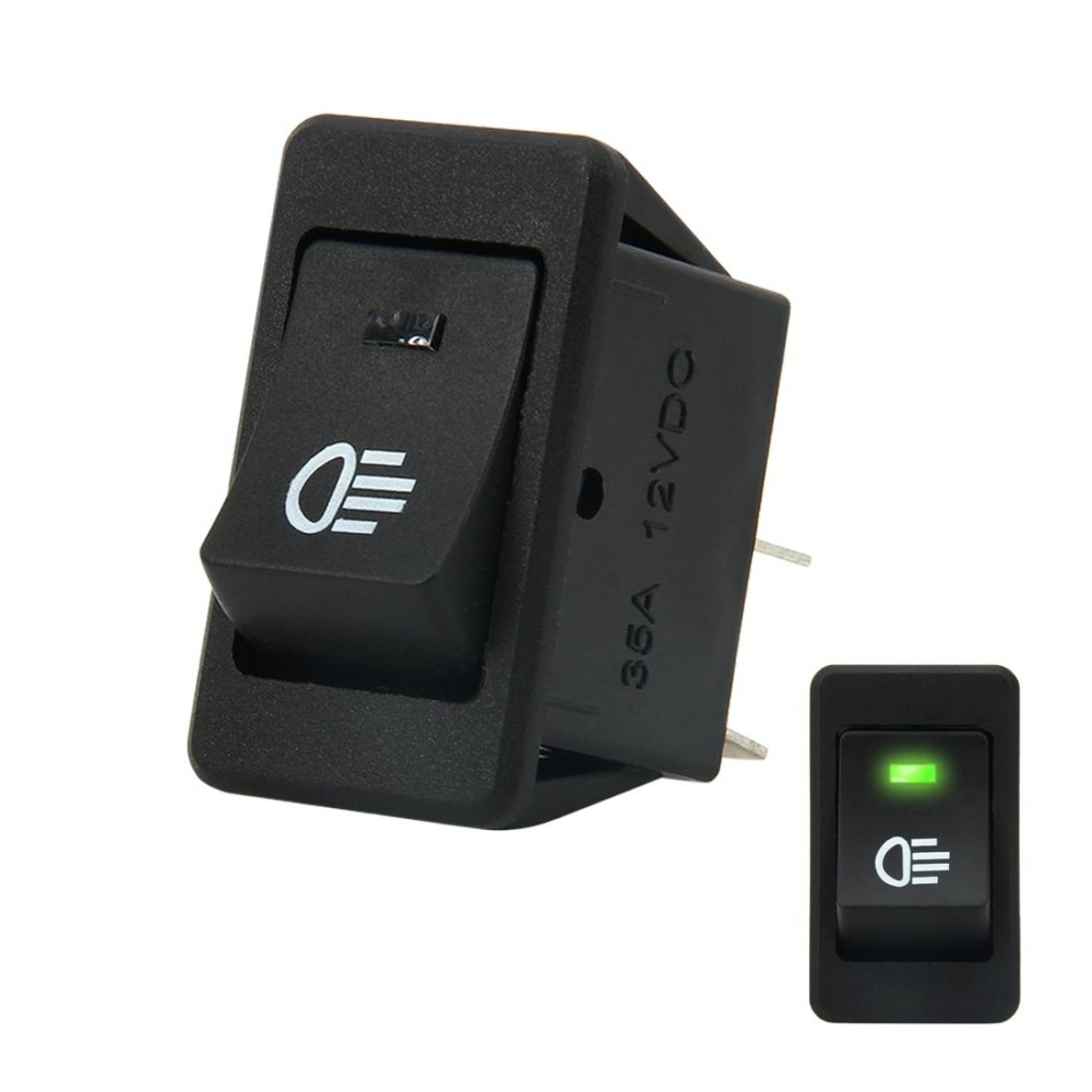 30 Amp 12 Volt Four Plugs LED ON OFF Car Fog Light Switch (Green Light)