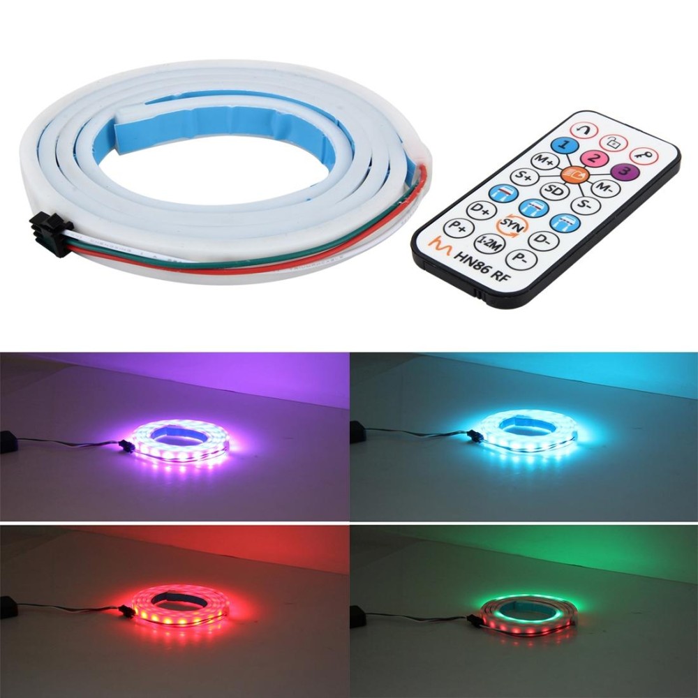 1.2m Car Auto Waterproof Universal Rear Colorful Flowing Light Tail Box Lights with RF Wireless Remote Control and Tail Light Controller, Red Light Brake Light Yellow Light Turn Signal Light LED Lamp Strip Tail Decoration