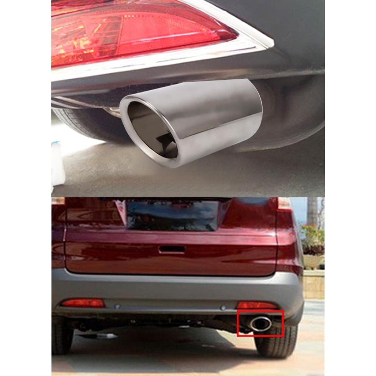 2 PCS Car Styling Stainless Steel Exhaust Tail Muffler Tip Pipe for VW Volkswagen 1.8T/2T Swept Volume, Audi A1/A3/A4L/Q3/Q5(Silver)