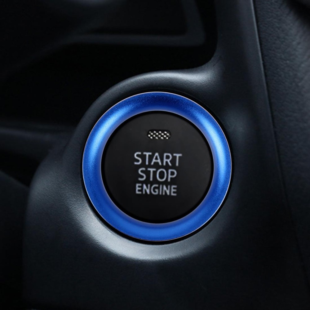 Car Engine Start Key Push Button Ring Trim Aluminum Alloy Sticker Decoration for Mazda CX4 / CX5 / Axela / ATENZA(Blue)