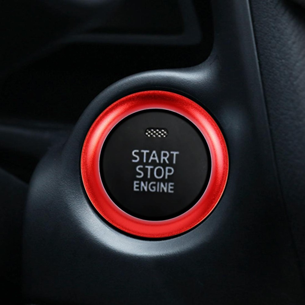 Car Engine Start Key Push Button Ring Trim Aluminum Alloy Sticker Decoration for Mazda CX4 / CX5 / Axela / ATENZA(Red)