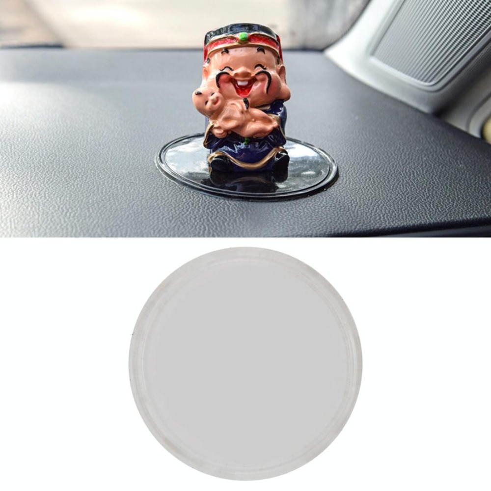 Car Auto Round Soft Rubber Dashboard Anti-slip Pad Mat for Phone / GPS/ MP4/ MP3, Diameter: 8cm(Transparent)