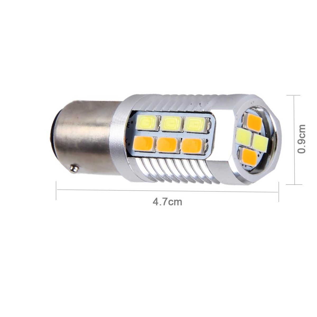 2 PCS 1157/BAY15D 6W 22 SMD-5730-LEDs White + Yellow Light Brake Light Turn Light, DC 12V