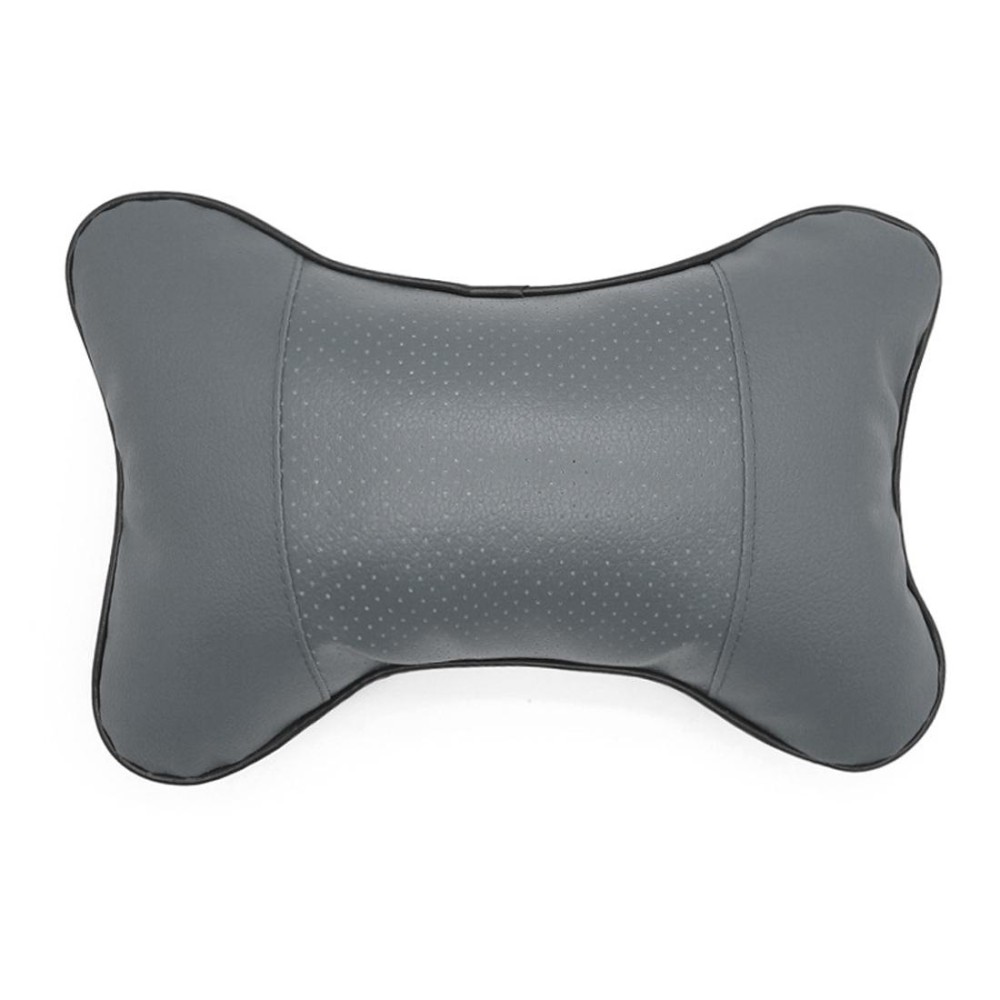 Four Seasons Breathable Leather Surface Car Neck Pillow Head Pillow(Grey)