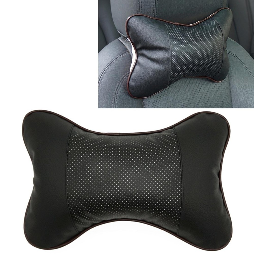 Four Seasons Breathable Leather Surface Car Neck Pillow Head Pillow(Black)