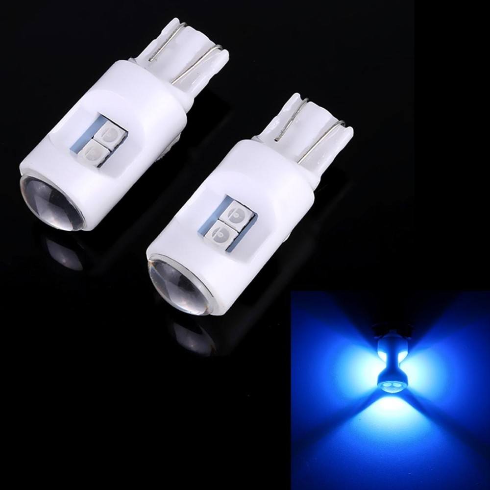 2 PCS T10 / W5W / 194 DC 12V 1.2W 6LEDs SMD-3030 Car Reading Lamp Clearance Light, with Projector Lens Light(Ice Blue Light)