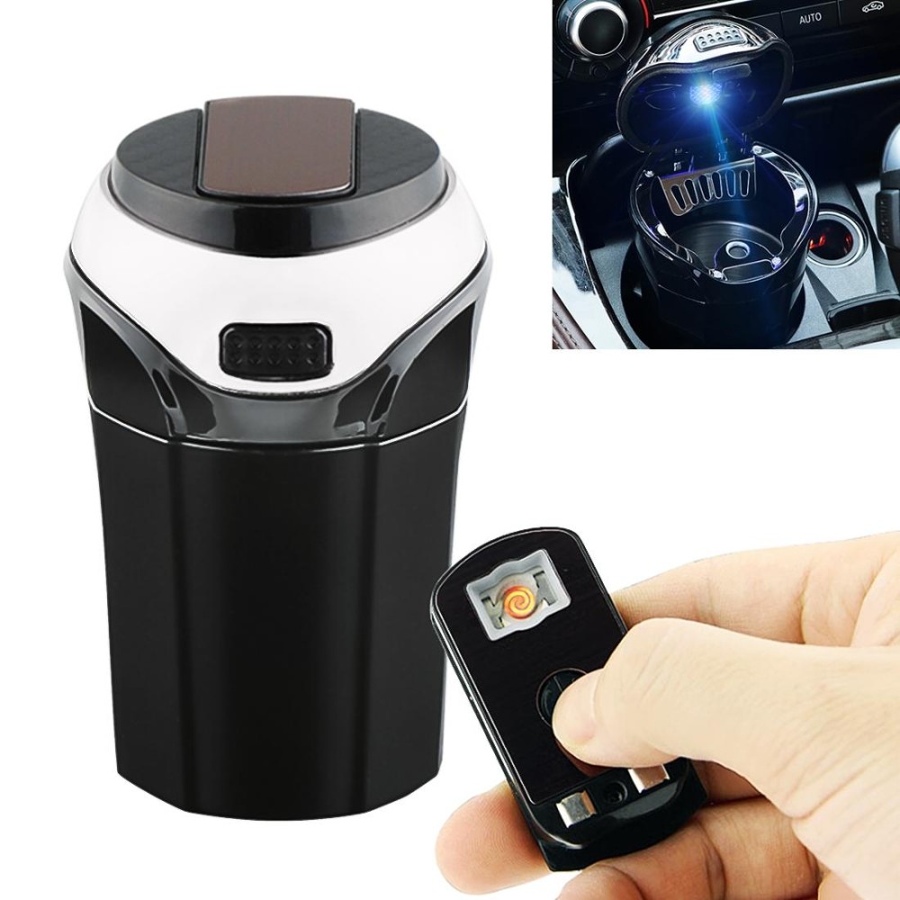 2 in 1 Universal Car Detachable Electronic Cigarette Lighter + Trash Rubbish Bin Ashtray(Silver)