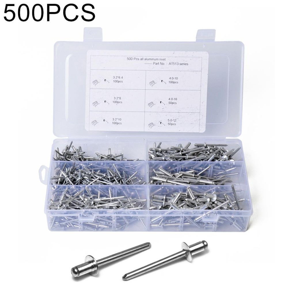 500 PCS All Aluminum POP Rivet Assortment Kit