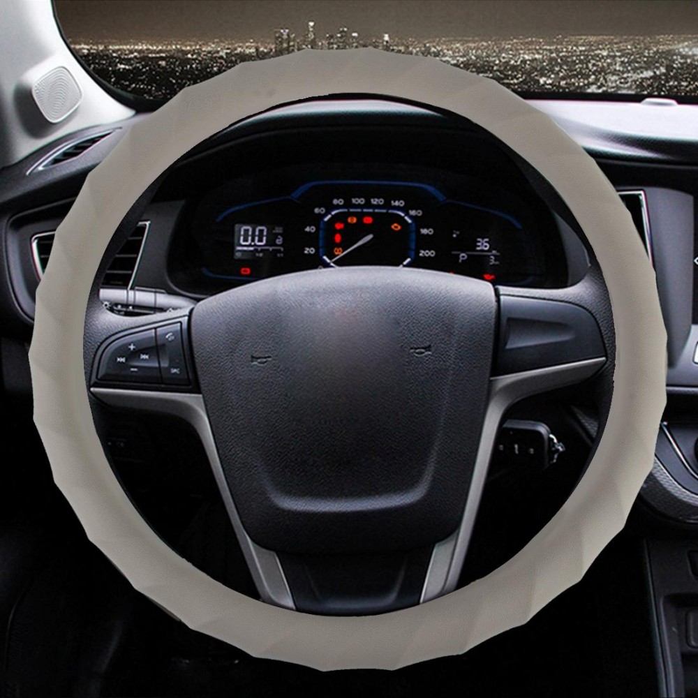 Distorted Lines Texture Universal Rubber Car Steering Wheel Cover Sets Four Seasons General (Khaki)