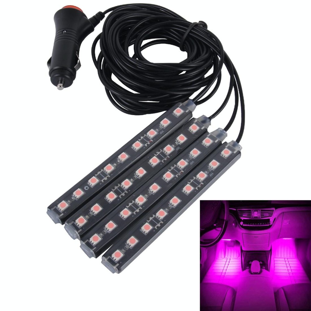 4 in 1 4.5W 36 SMD-5050-LEDs RGB Car Interior Floor Decoration Atmosphere Neon Light Lamp, DC 12V (Pink Light)