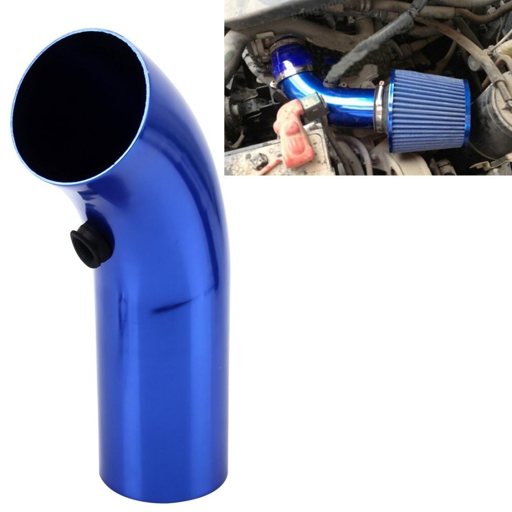 Universal  Air Intake Pipe Super Power Flow Air Intakes Short Cold Racing Aluminium Air Intake Pipe Hose with Cone Filter Kit System (Blue)