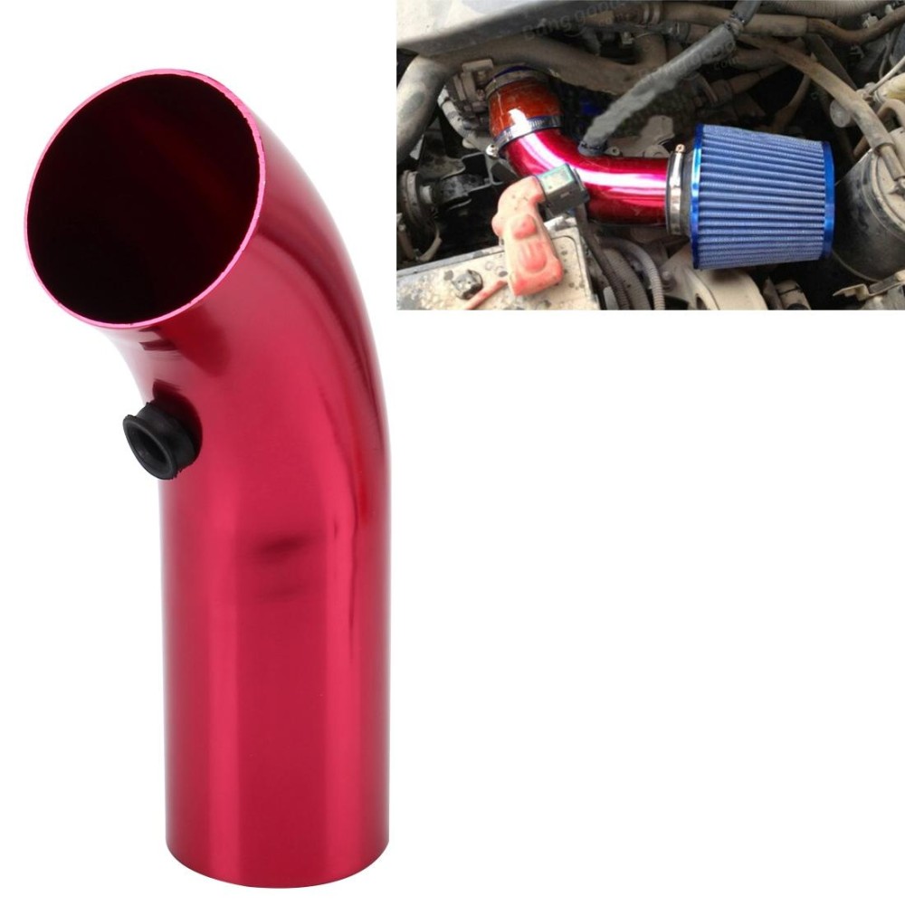Universal  Air Intake Pipe Super Power Flow Air Intakes Short Cold Racing Aluminium Air Intake Pipe Hose with Cone Filter Kit System (Red)