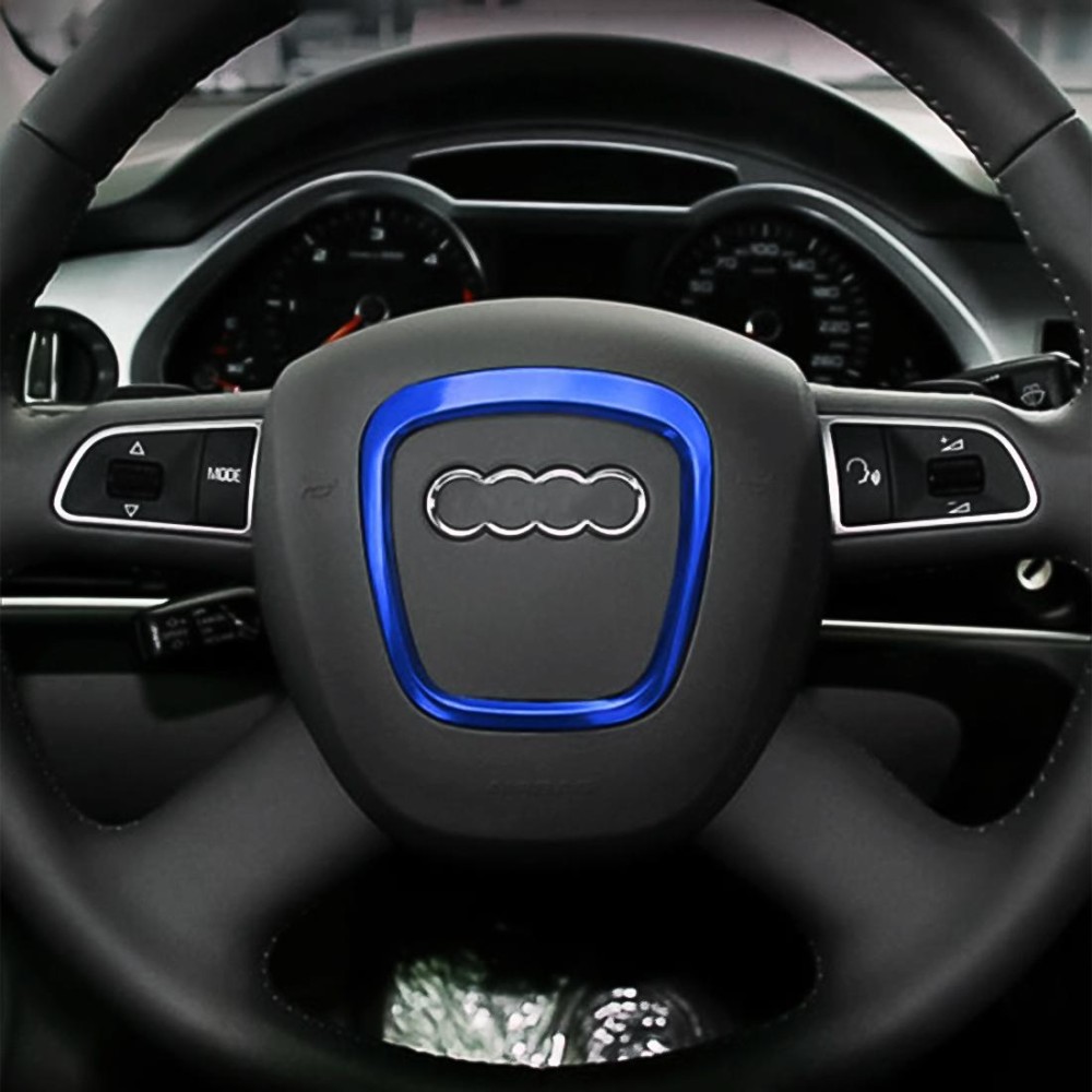 Car Auto Steering Wheel Decorative Ring Cover Trim Sticker Decoration for Audi(Blue)