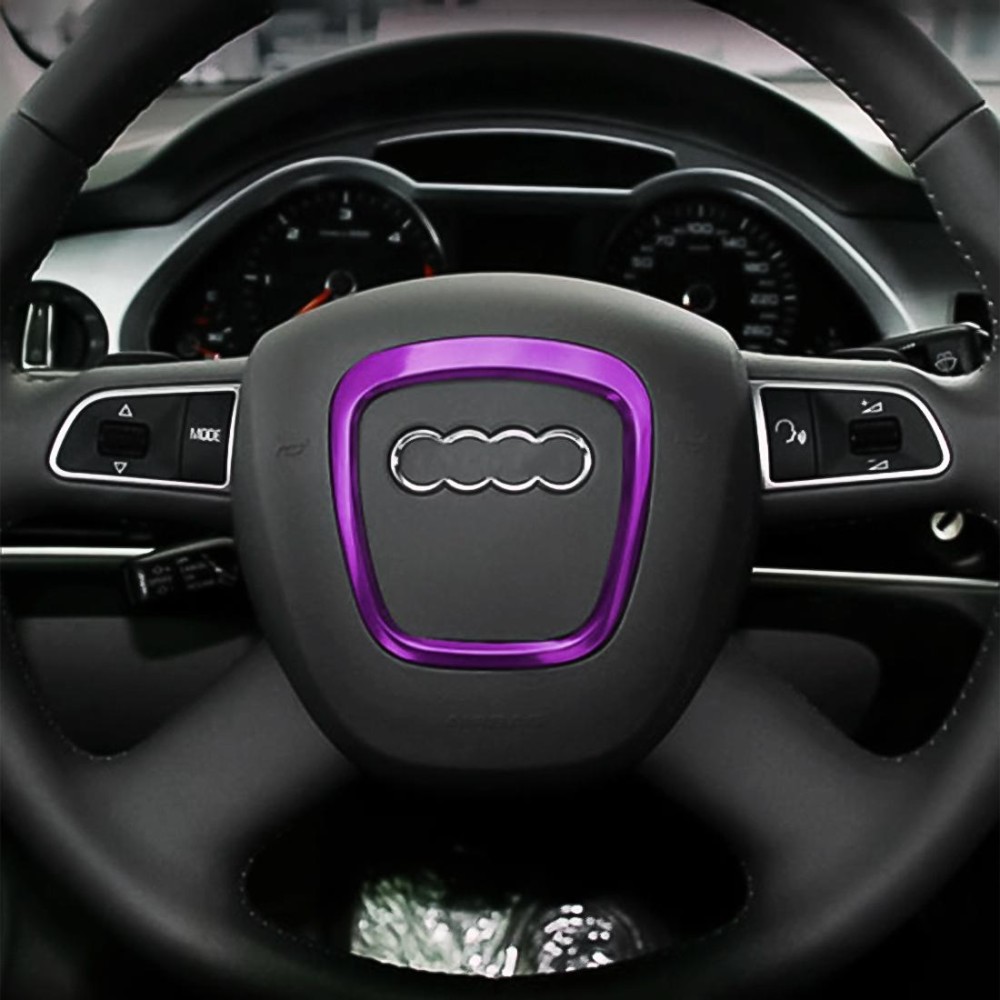 Car Auto Steering Wheel Decorative Ring Cover Trim Sticker Decoration for Audi(Purple)
