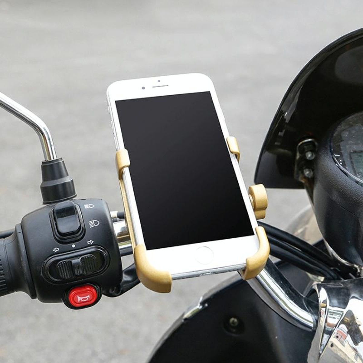 Motorcycle Handlebar Aluminum Alloy Phone Bracket, Suitable for 60-100mm Device(Grey)