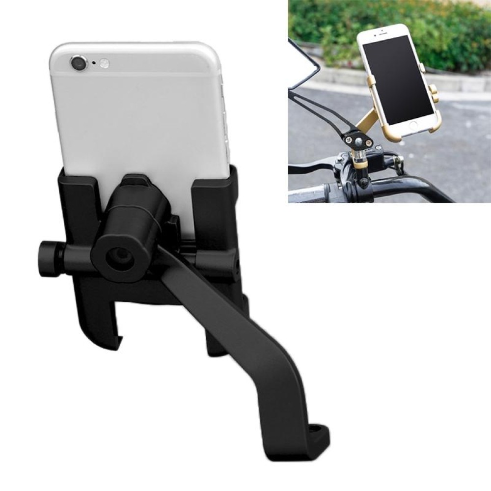 Motorcycle Rear View Mirror Aluminum Alloy Phone Bracket, Suitable for 60-100mm Device(Black)