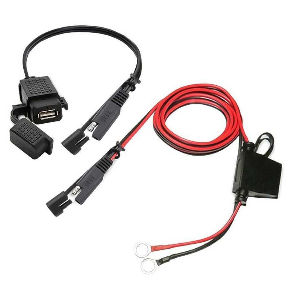 Motorcycle 5V 2.1A Waterproof USB Charger Kit SAE to USB Adapter, with Extension Harness