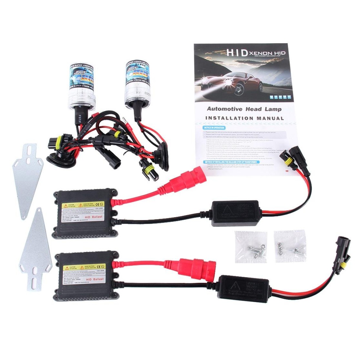2PCS 35W HB3/9005 2800 LM Slim HID Xenon Light with 2 Alloy HID Ballast, High Intensity Discharge Lamp, Color Temperature: 6000K