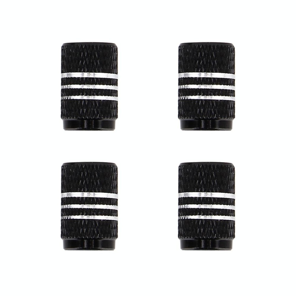 4PCS Metal Plated Circular Shape Universal Tire Valve Stem Cap With White Diamond(Black)