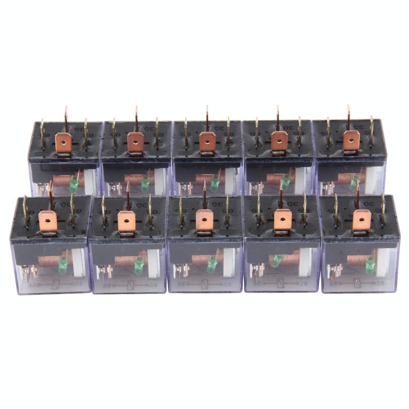 10 PCS JD-1912 80 AMP 12V Waterproof Car Auto Four Plugs Relay with Warning Light