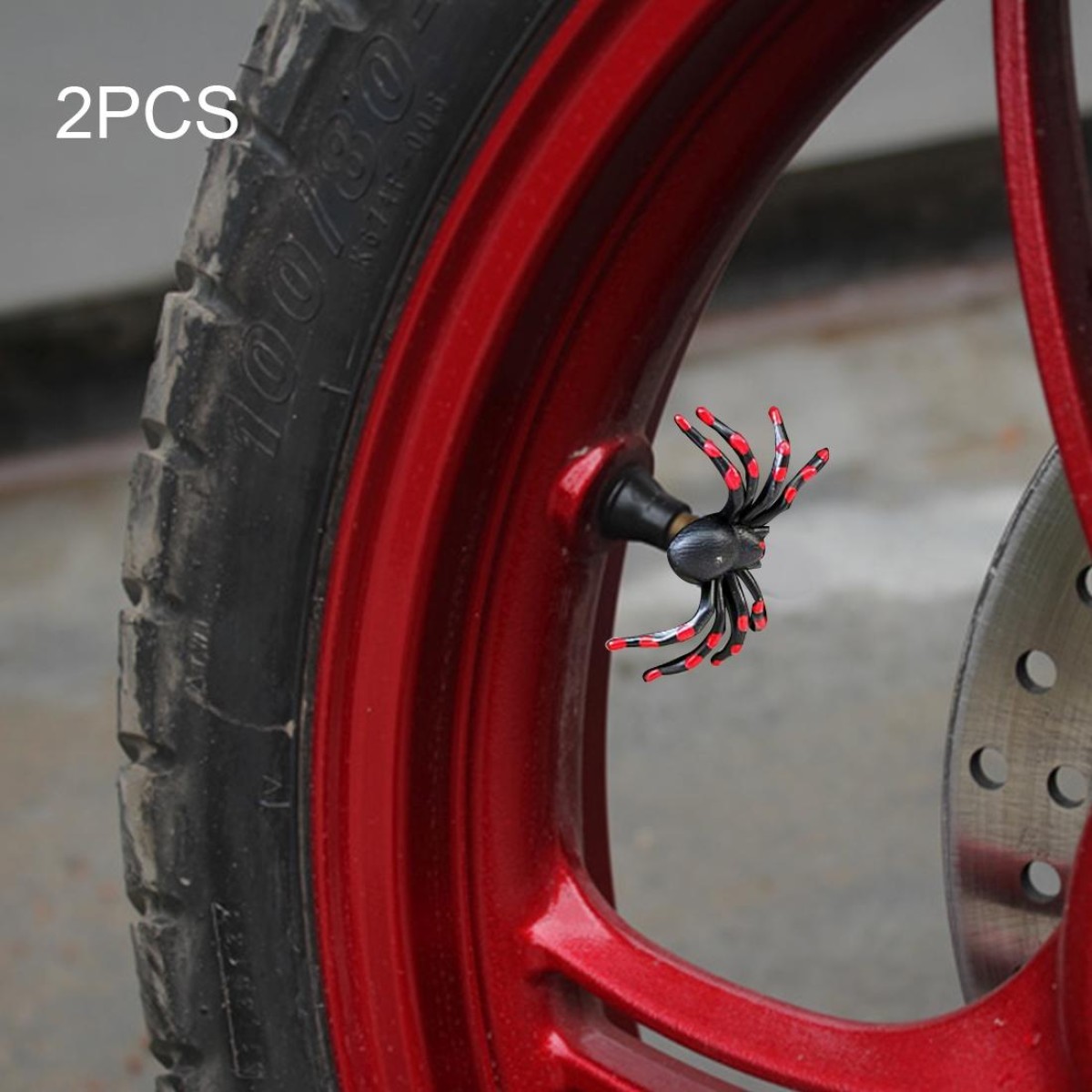 2 PCS Universal Spider Shape Car Motor Bicycle Tire Valve Caps (Red)