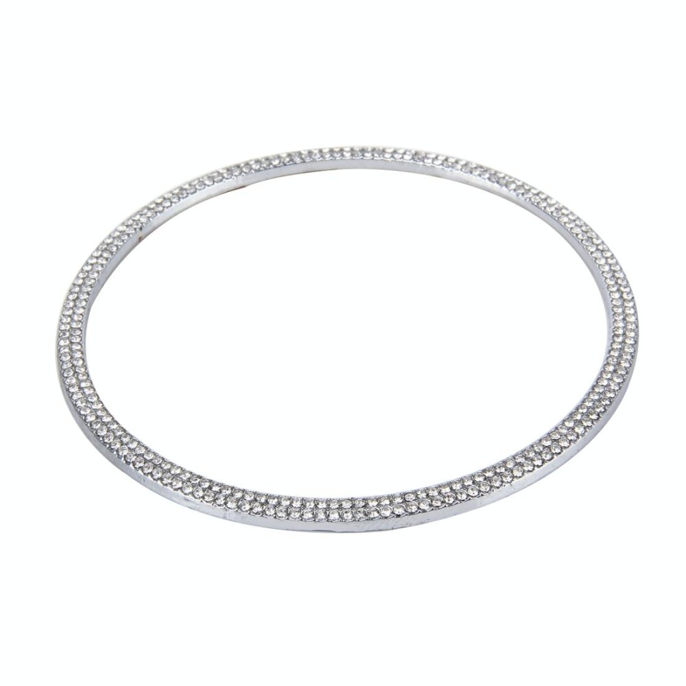 Car Aluminum Steering Wheel Decoration Ring with Diamonds For Audi(Silver)