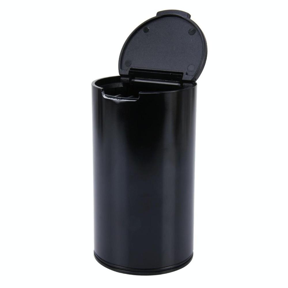 JG-036 Universal Portable Car Auto Stainless Steel Trash Rubbish Bin Ashtray for Most Car Cup Holder(Black)