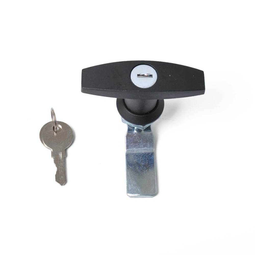 T Shape Handle Paddle Entry Door Latch & Keys Tool Box Lock for Trailer / Yacht / Truck (Black)