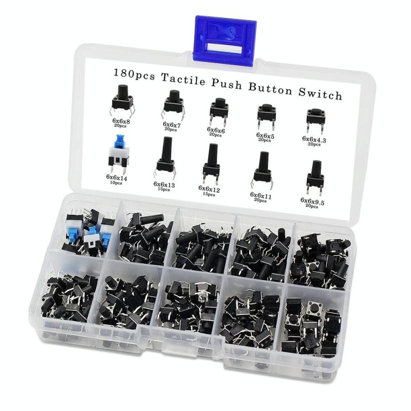 180 PCS Tactile Push Button Switch Kit Micro Switch