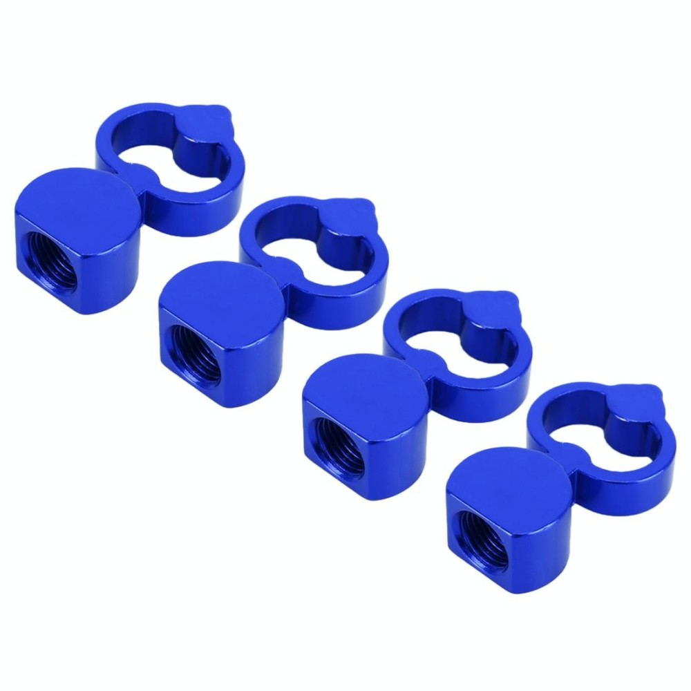 4 PCS Heart-shaped Gas Cap Mouthpiece Cover Tire Cap Car Tire Valve Caps (Blue)