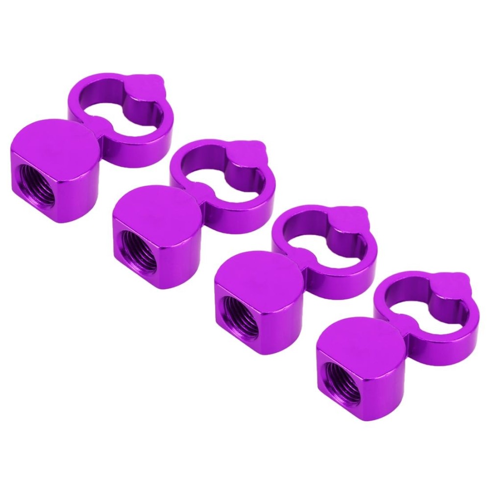 4 PCS Heart-shaped Gas Cap Mouthpiece Cover Tire Cap Car Tire Valve Caps (Purple)