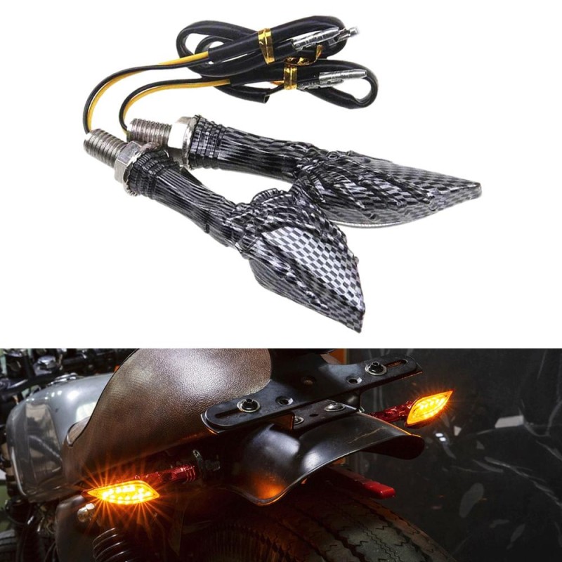 2pcs KC022 Motorcycle 12LEDs Turn Signal Light (Carbon Fiber Black)