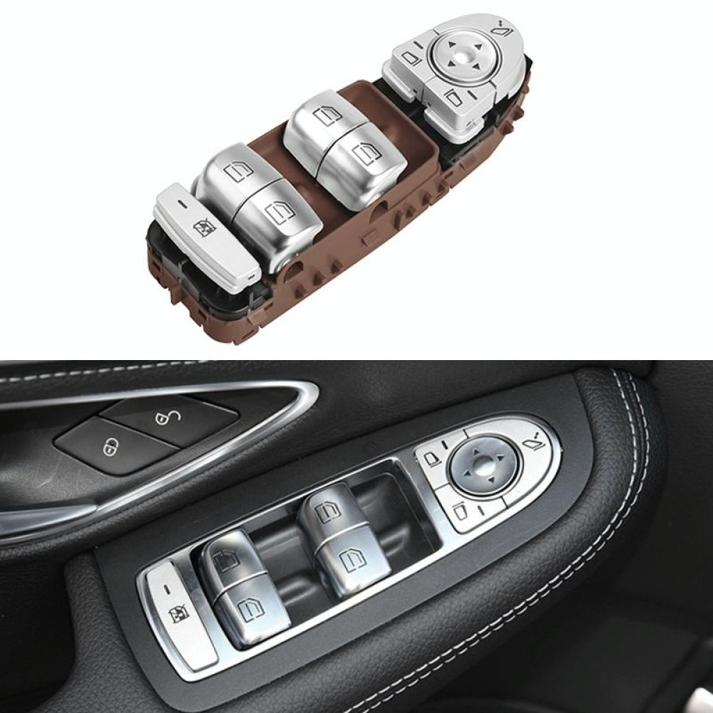 Car Auto Electronic Window Master Control Switch Button for Mercedes-Benz C Class W205 2015-2021 (Brown)