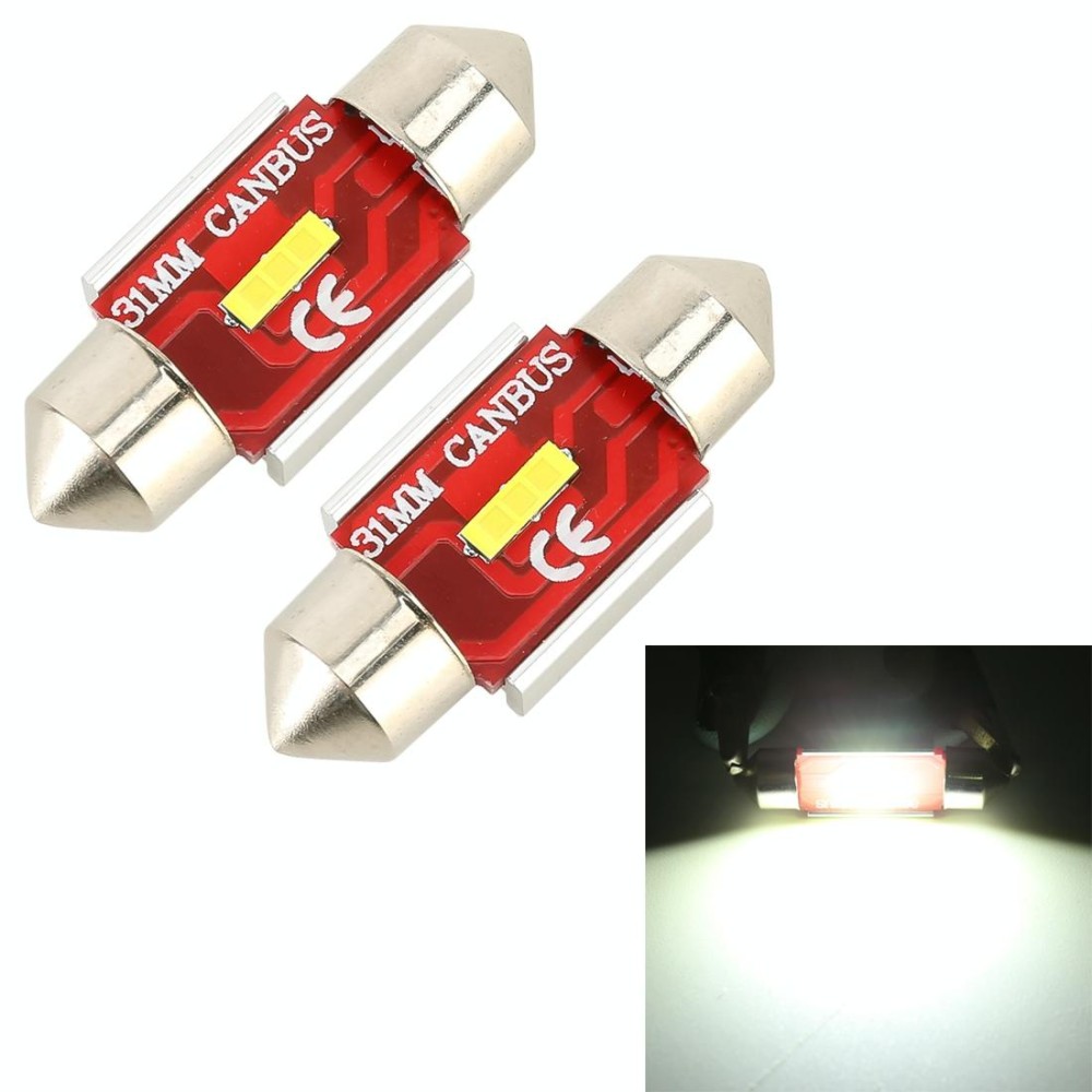 2 PCS 31mm DC9-32V / 1.6W / 6000K / 120LM Car Reading Lamp Dome Light with 3LEDs CSP Lamp Beads & Decoding