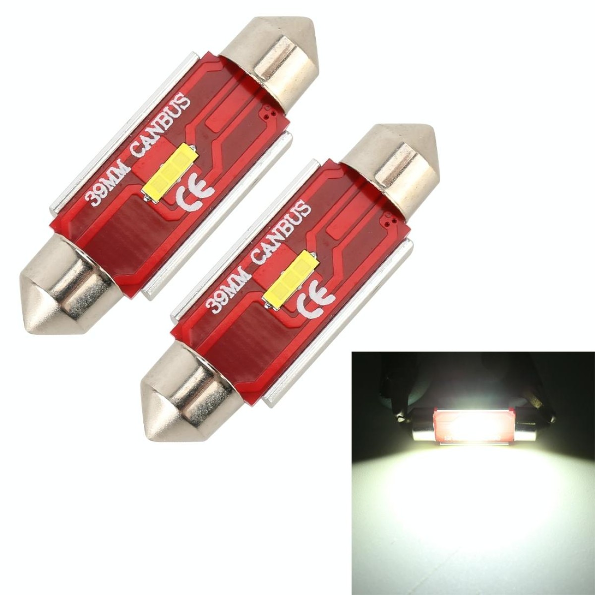 2 PCS 39mm DC9-32V / 1.6W / 6000K / 120LM Car Reading Lamp Dome Light with 3LEDs CSP Lamp Beads & Decoding
