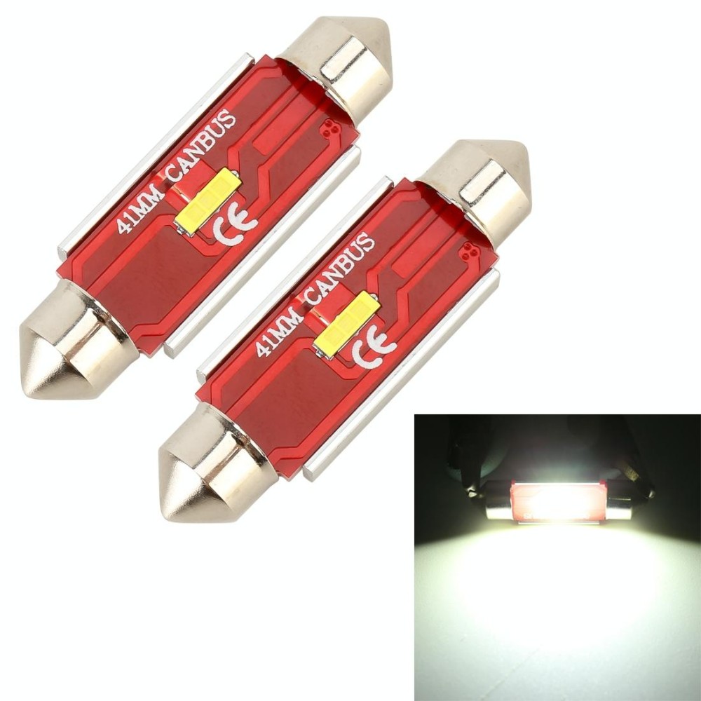 2 PCS 41mm DC9-32V / 1.6W / 6000K / 120LM Car Reading Lamp Dome Light with 3LEDs CSP Lamp Beads & Decoding