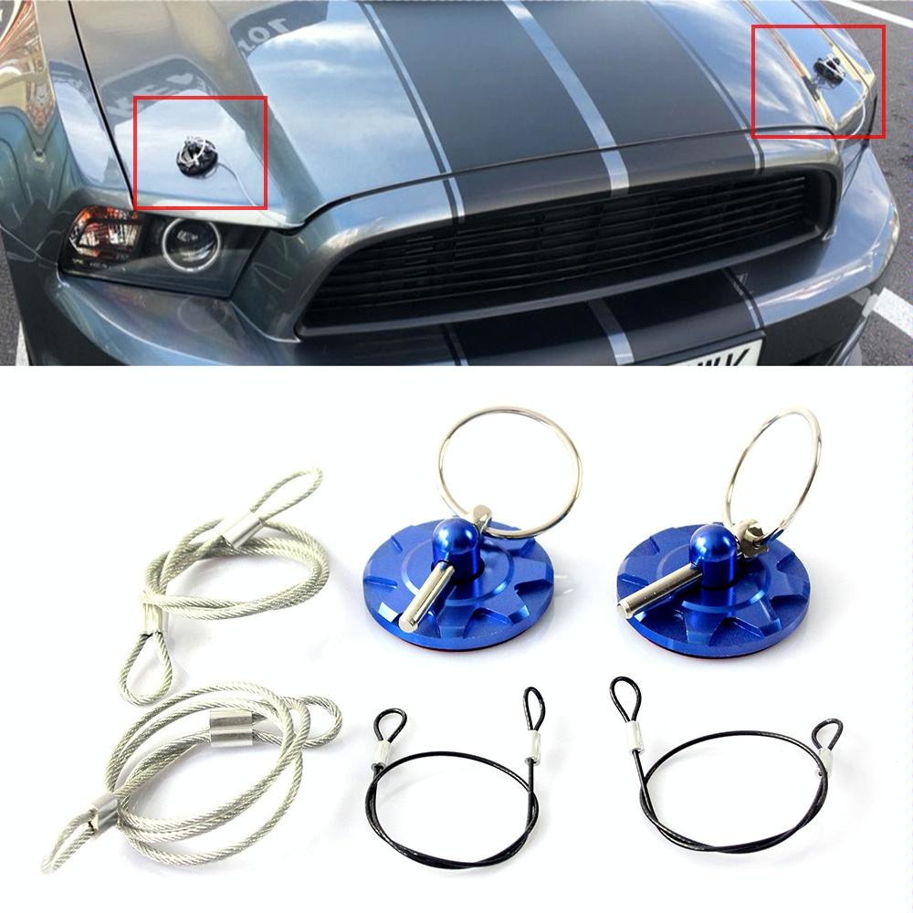 XH-6049 Car Universal Modified Racing Punch-free Aluminum Engine Hood Lock Cover(Blue)