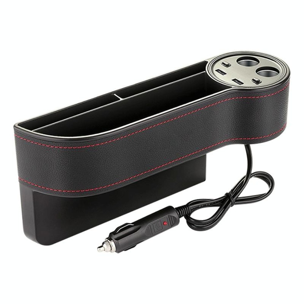 Car Multi-functional Console PU Leather Box Cigarette Lighter Charging Pocket Cup Holder Seat Gap Side Storage Box
