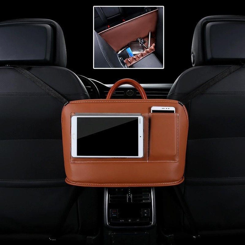 Car Front Seat Hanging Bag Mobile Phone Storage Bag (Brown)