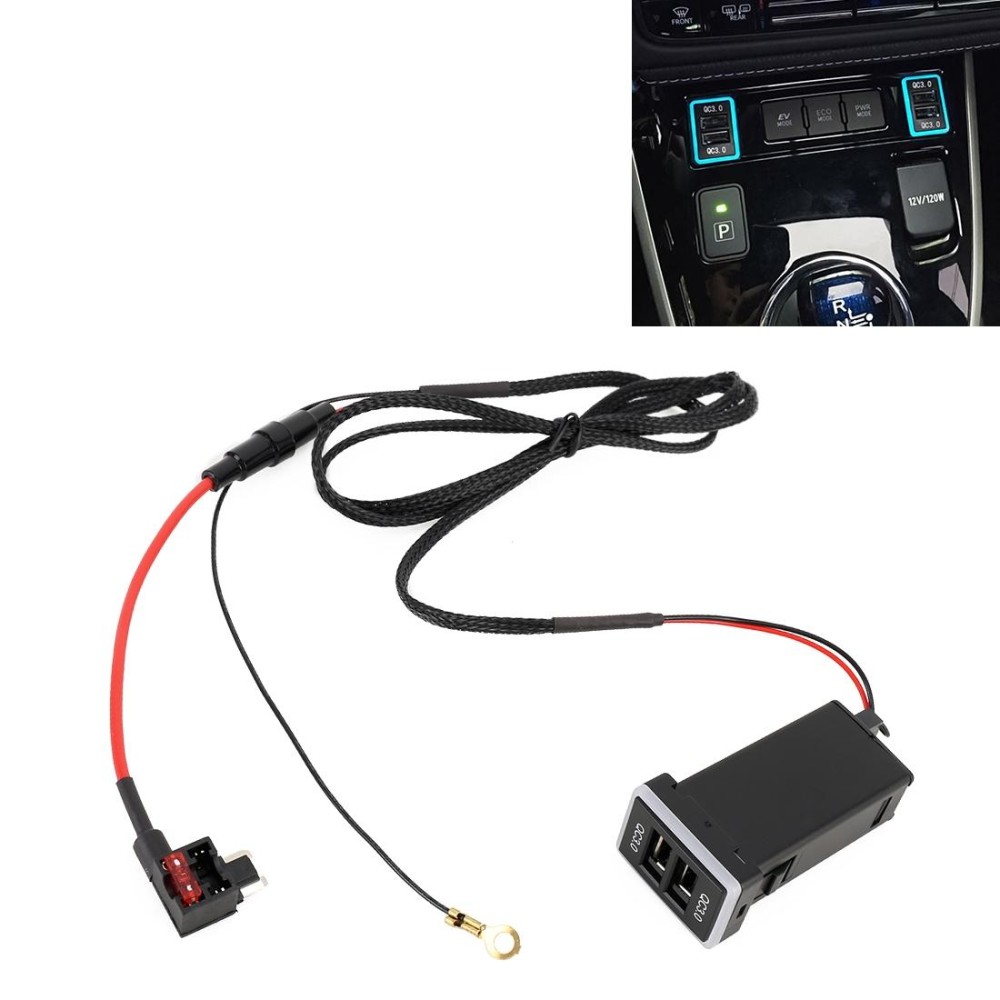Car QC3.0 Fast Charge USB Interface Modification Charger for Toyota, Fuse to Take Power(Ice Blue Light)