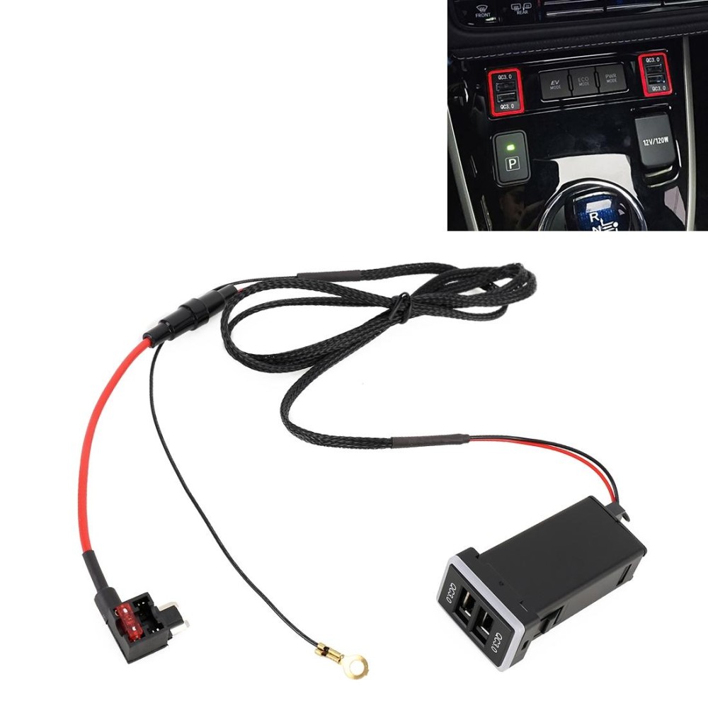 Car QC3.0 Fast Charge USB Interface Modification Charger for Toyota, Fuse to Take Power(Red Light)