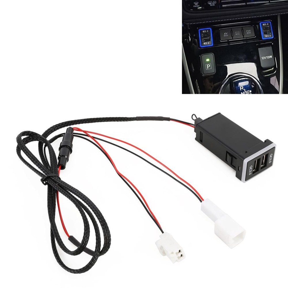 Car QC3.0 Fast Charge USB Interface Modification Charger for Toyota, Cigarette Lighter to Take Power(Blue Light)
