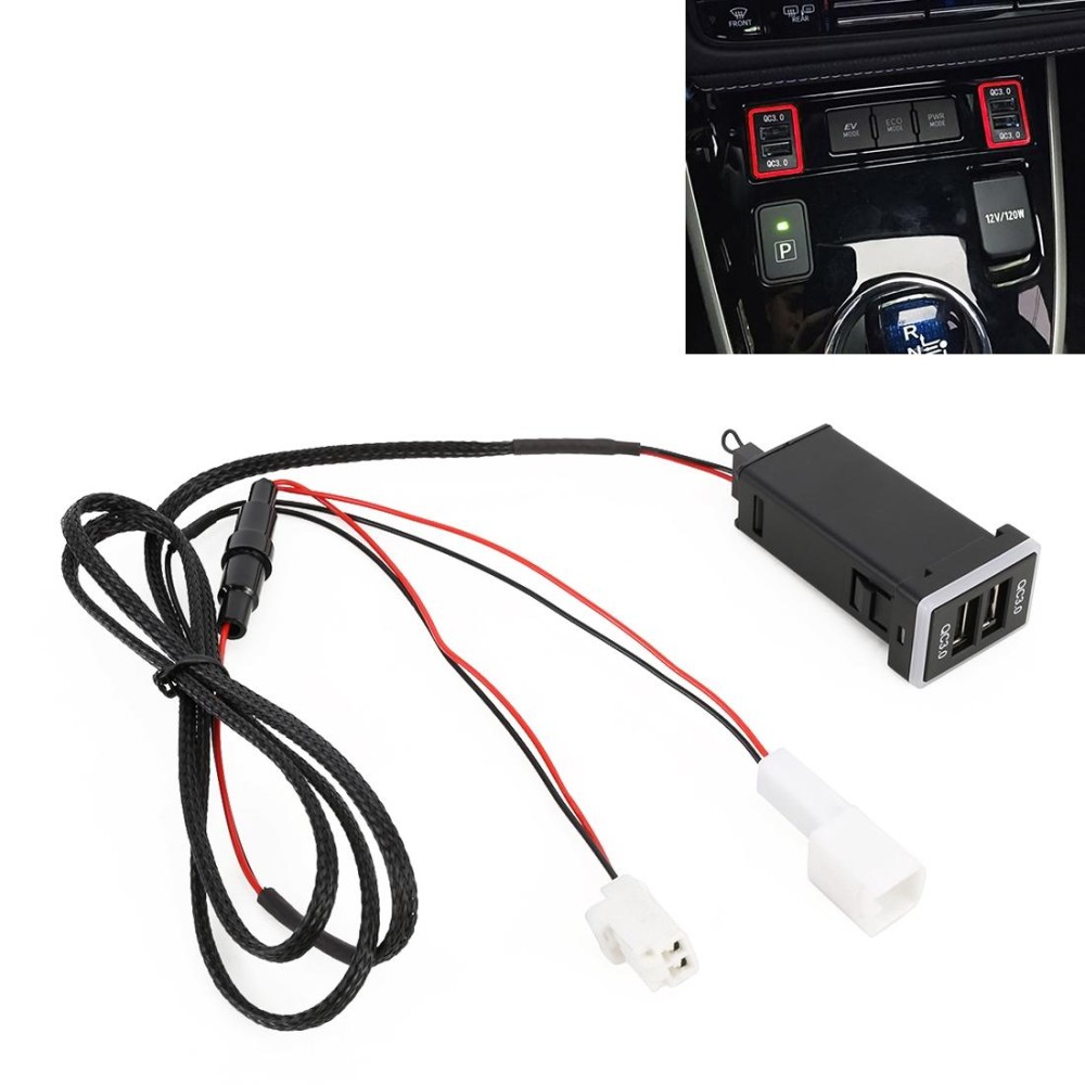 Car QC3.0 Fast Charge USB Interface Modification Charger for Toyota, Cigarette Lighter to Take Power(Red Light)