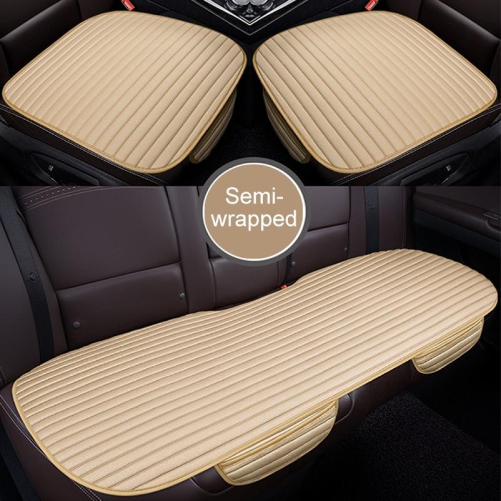 3 in 1 Car Seat Cushion Free Binding Half Inclusive Seat Mat Set (Beige)